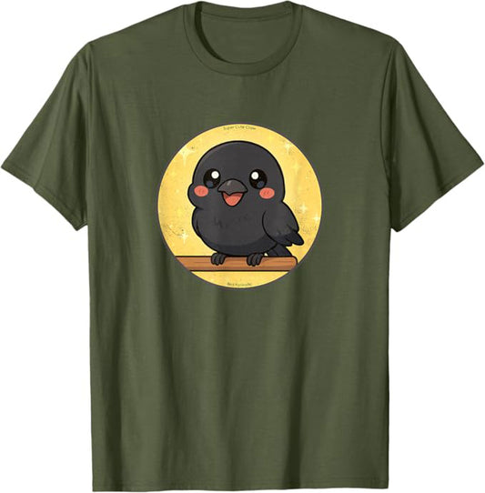 Super Cute American Crow Anime Bird Design by Bird.fan | Birding Graphic Tee