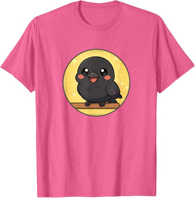 Super Cute American Crow Anime Bird Design by Bird.fan | Birding Graphic Tee