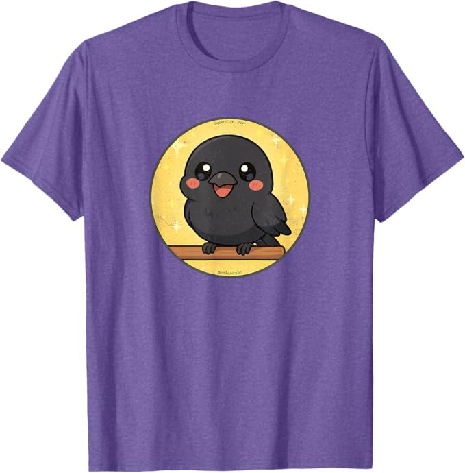Super Cute American Crow Anime Bird Design by Bird.fan | Birding Graphic Tee