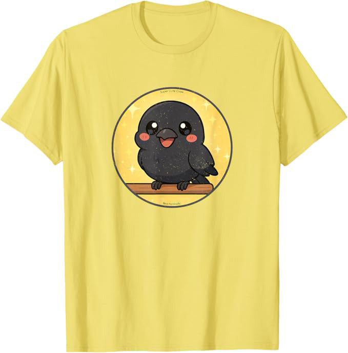 Super Cute American Crow Anime Bird Design by Bird.fan | Birding Graphic Tee
