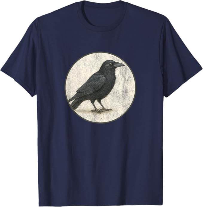 American Crow T-Shirt Retro Design by Bird.fan | Men's Birding Graphic Tee