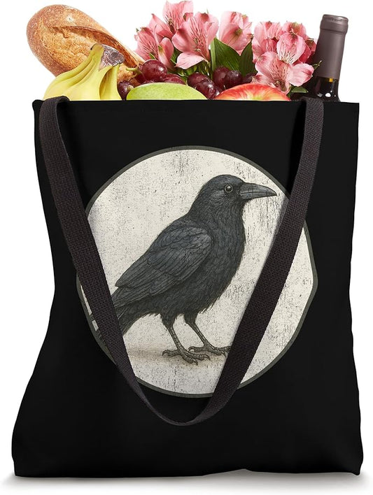 Colorful Retro American Crow Bird Design Tote Bag by Bird Fantastic