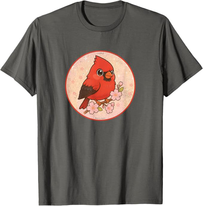Super Cute Cardinal T-Shirt Retro Design by Bird.fan | Birding Graphic Tee