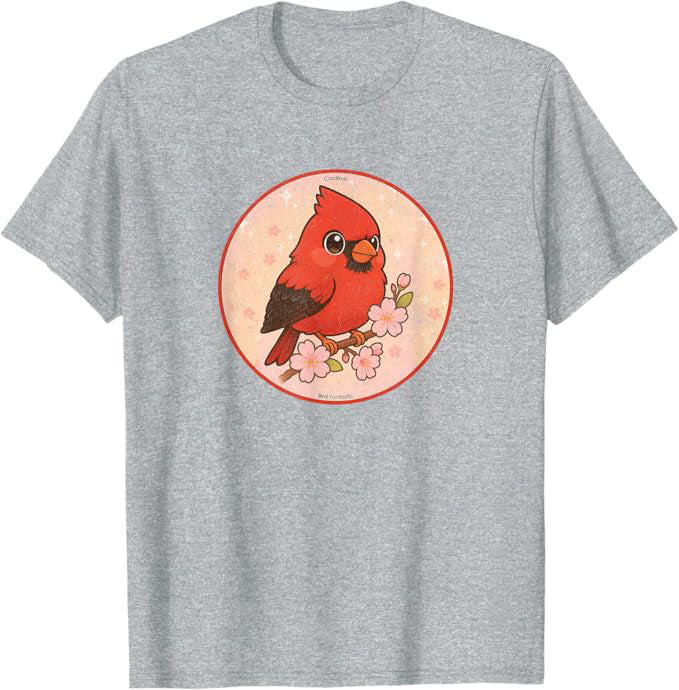 Super Cute Cardinal T-Shirt Retro Design by Bird.fan | Birding Graphic Tee