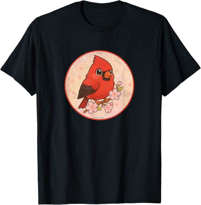 Super Cute Cardinal T-Shirt Retro Design by Bird.fan | Birding Graphic Tee