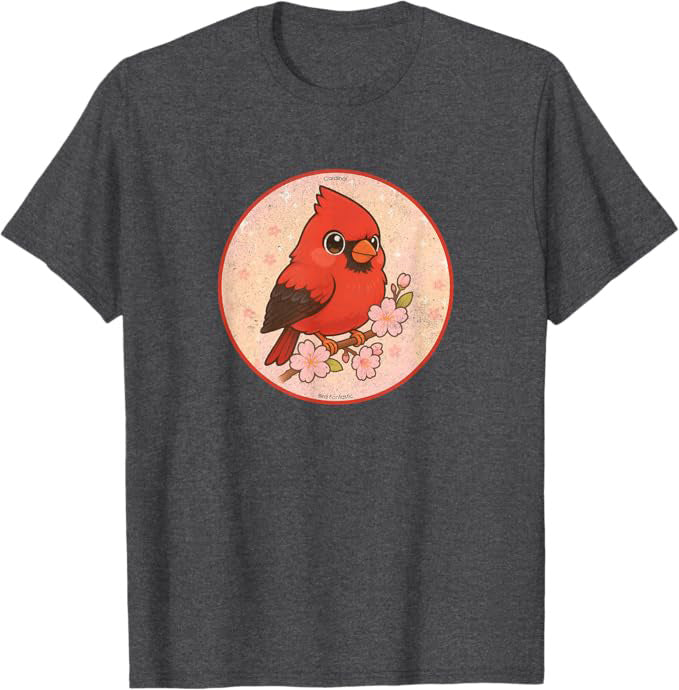 Super Cute Cardinal T-Shirt Retro Design by Bird.fan | Birding Graphic Tee