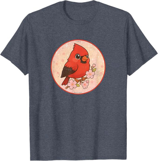 Super Cute Cardinal T-Shirt Retro Design by Bird.fan | Birding Graphic Tee