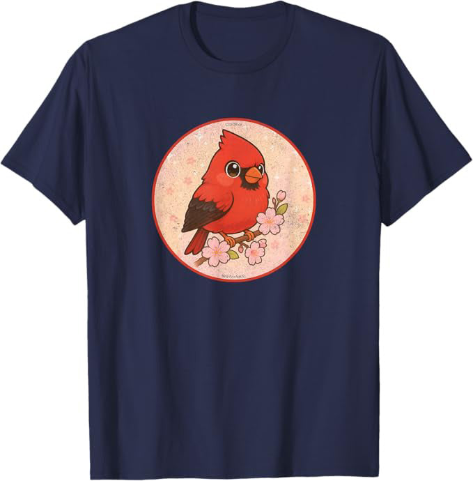 Super Cute Cardinal T-Shirt Retro Design by Bird.fan | Birding Graphic Tee