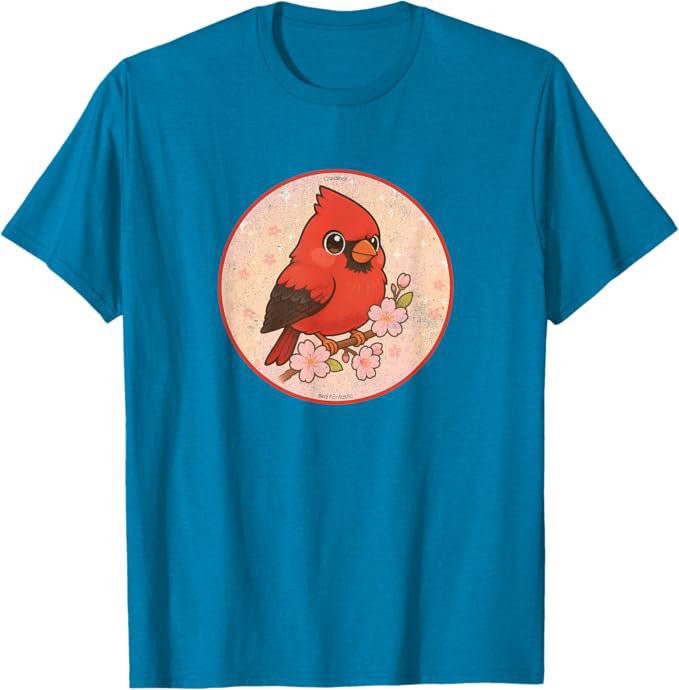 Super Cute Cardinal T-Shirt Retro Design by Bird.fan | Birding Graphic Tee