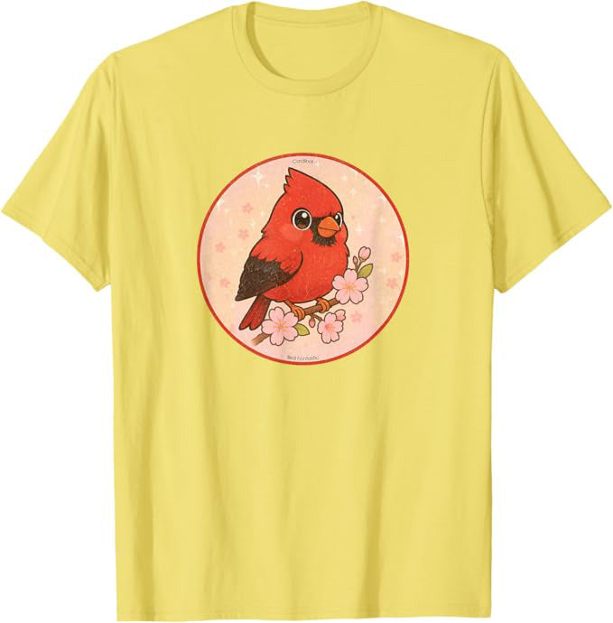 Super Cute Cardinal T-Shirt Retro Design by Bird.fan | Birding Graphic Tee