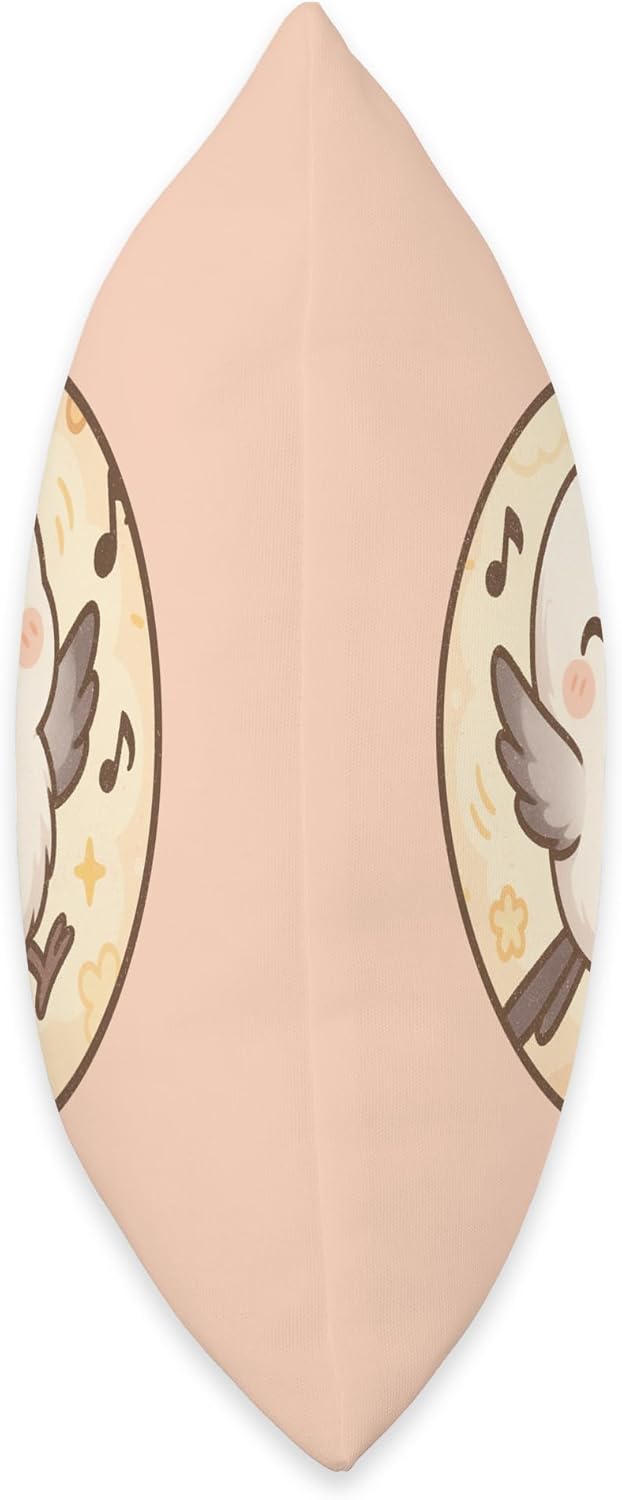 Cute Dancing Shima Enaga “Japanese Snow Fairy” Bird Design Throw Pillow | by Bird Fantastic