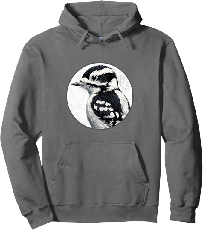 Retro Downy Woodpecker Hoodie – Vintage Bird Design Sweatshirt