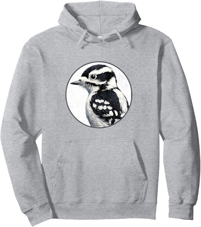 Retro Downy Woodpecker Hoodie – Vintage Bird Design Sweatshirt
