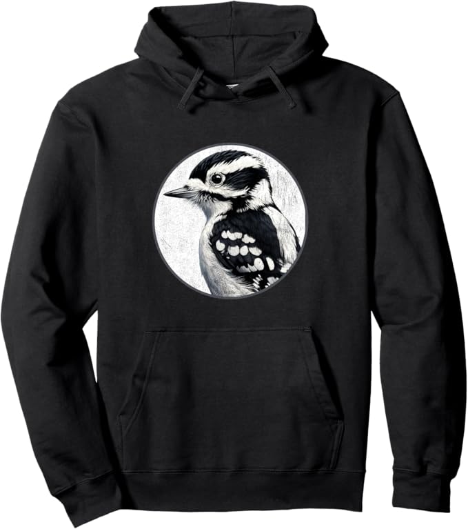 Retro Downy Woodpecker Hoodie – Vintage Bird Design Sweatshirt