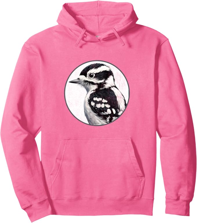 Retro Downy Woodpecker Hoodie – Vintage Bird Design Sweatshirt