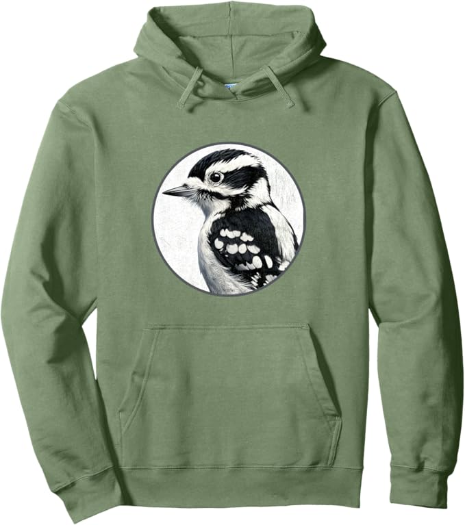 Retro Downy Woodpecker Hoodie – Vintage Bird Design Sweatshirt