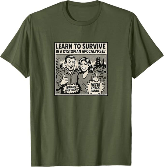 Learn to Survive in a Dystopian Apocalypse Retro Comic Ad T-Shirt | ComicBook.beer Graphic Tee