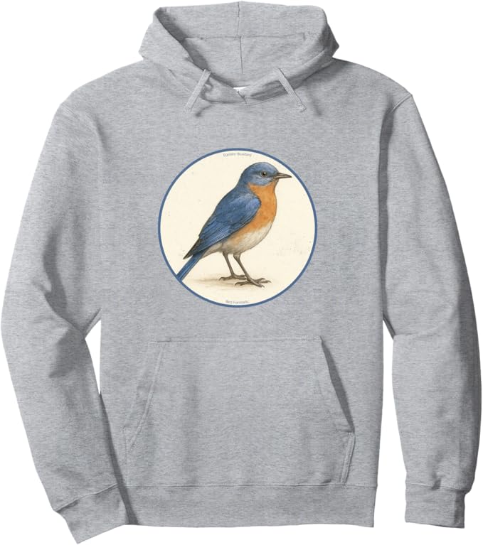 Retro Eastern Bluebird Hoodie – Vintage Bird Design Sweatshirt