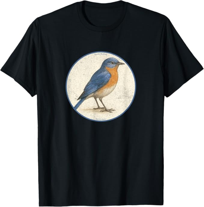 Eastern Bluebird T-Shirt Retro Design by Bird.fan | Men's Birding Graphic Tee