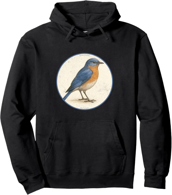 Retro Eastern Bluebird Hoodie – Vintage Bird Design Sweatshirt