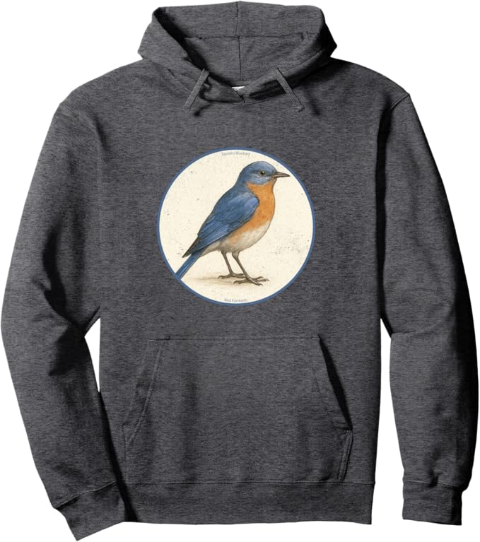Retro Eastern Bluebird Hoodie – Vintage Bird Design Sweatshirt