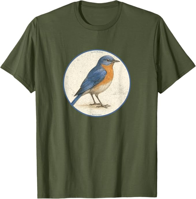 Eastern Bluebird T-Shirt Retro Design by Bird.fan | Men's Birding Graphic Tee