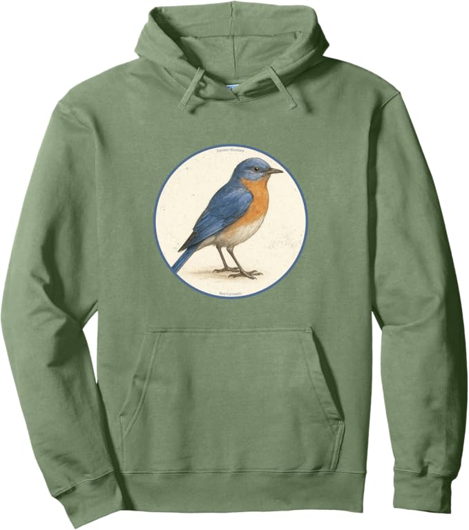 Retro Eastern Bluebird Hoodie – Vintage Bird Design Sweatshirt