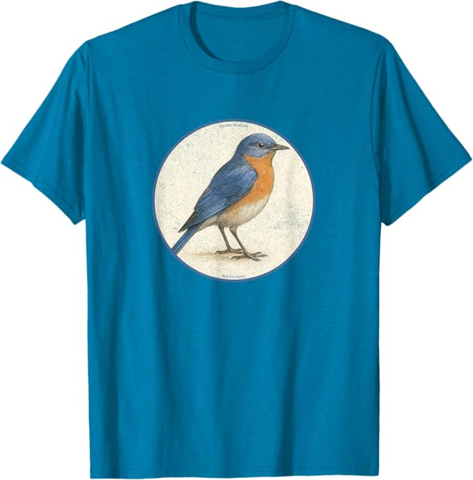 Eastern Bluebird T-Shirt Retro Design by Bird.fan | Men's Birding Graphic Tee
