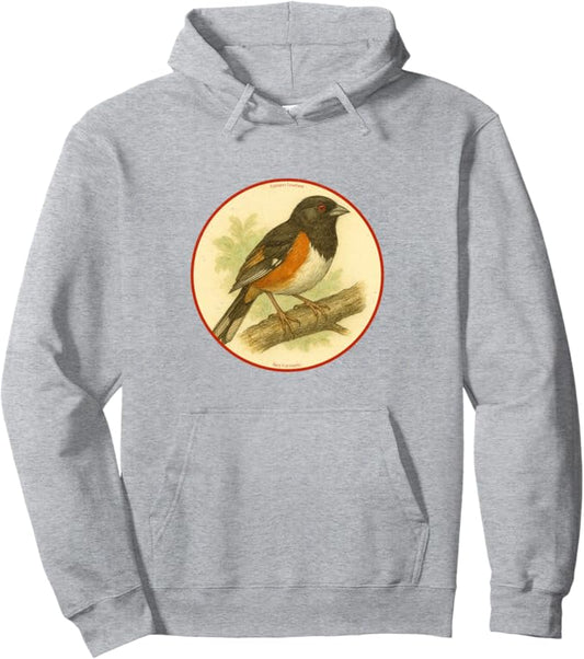 Retro Eastern Towhee Hoodie – Vintage Bird Design Sweatshirt