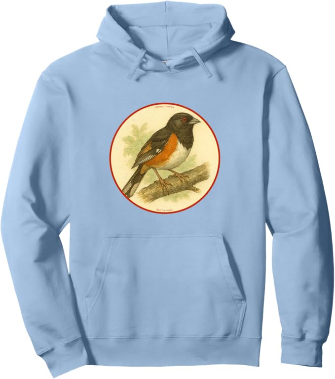 Retro Eastern Towhee Hoodie – Vintage Bird Design Sweatshirt