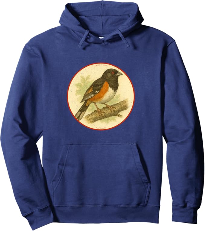 Retro Eastern Towhee Hoodie – Vintage Bird Design Sweatshirt