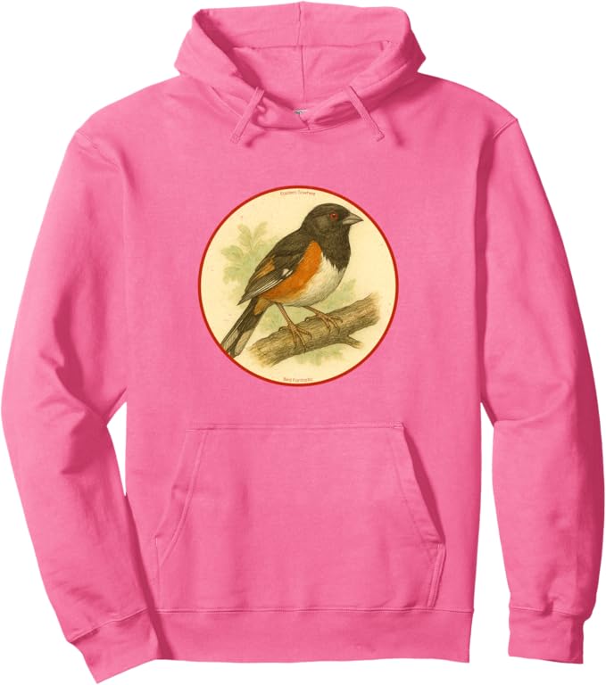 Retro Eastern Towhee Hoodie – Vintage Bird Design Sweatshirt