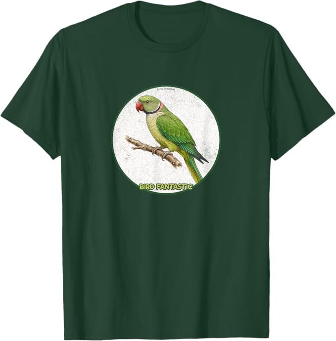 Retro Echo Parakeet T-Shirt Design 10 Colors by Bird Fantastic | Birding Graphic Tee