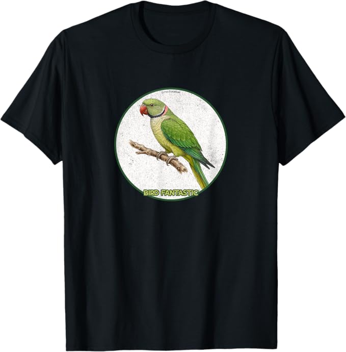 Retro Echo Parakeet T-Shirt Design 10 Colors by Bird Fantastic | Birding Graphic Tee
