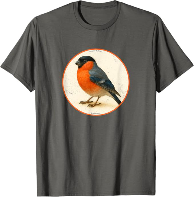 Eurasian Bullfinch T-Shirt Retro Design by Bird.fan | Birding Graphic Tee