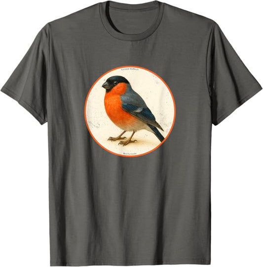 Eurasian Bullfinch T-Shirt Retro Design by Bird.fan | Birding Graphic Tee