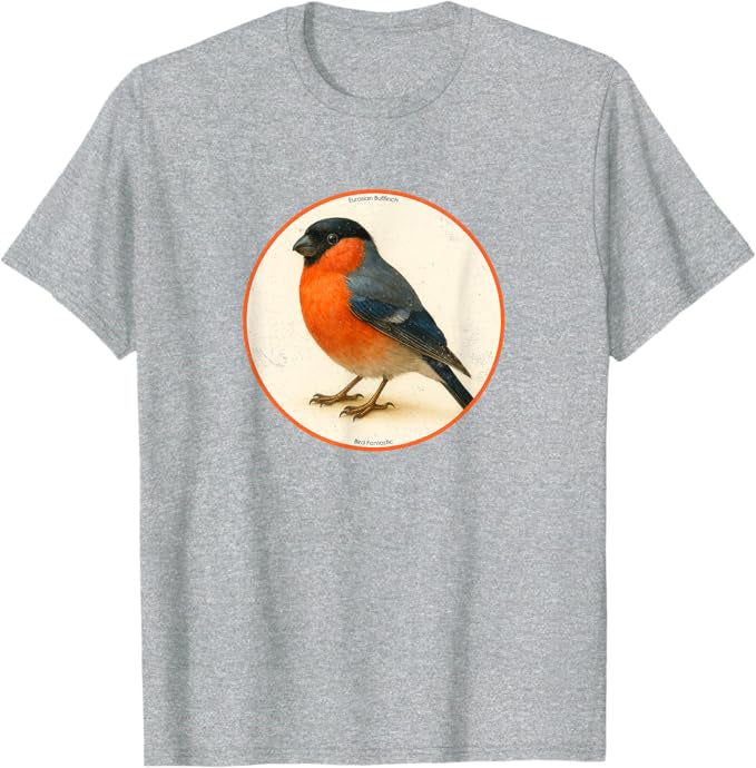 Eurasian Bullfinch T-Shirt Retro Design by Bird.fan | Birding Graphic Tee