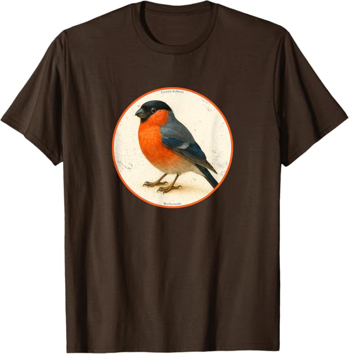 Eurasian Bullfinch T-Shirt Retro Design by Bird.fan | Birding Graphic Tee