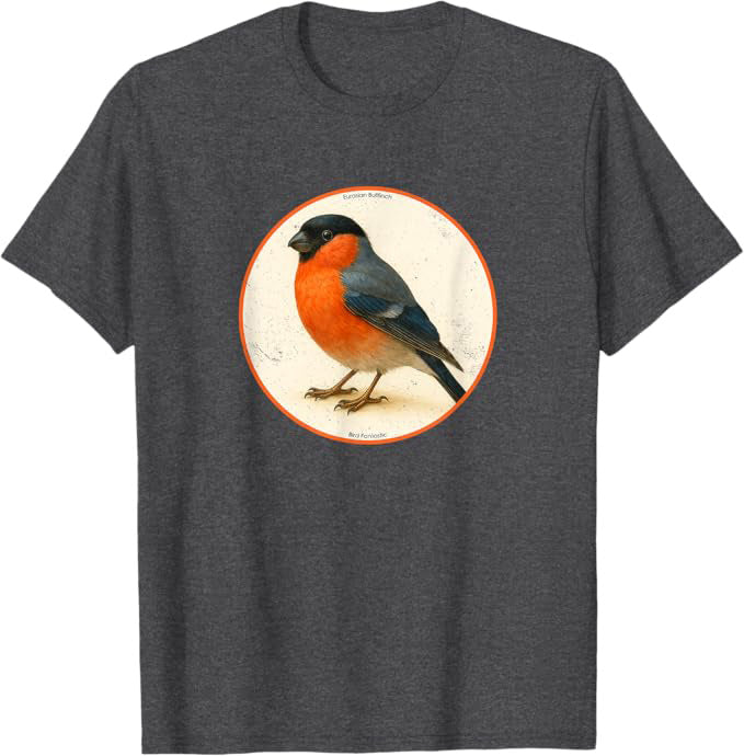 Eurasian Bullfinch T-Shirt Retro Design by Bird.fan | Birding Graphic Tee