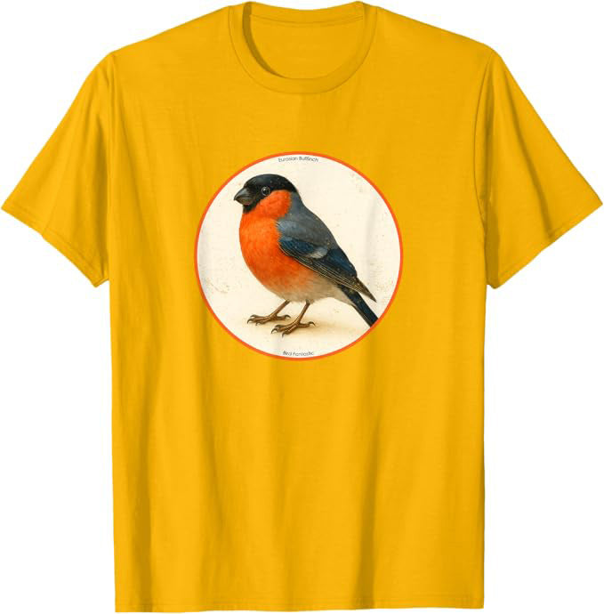 Eurasian Bullfinch T-Shirt Retro Design by Bird.fan | Birding Graphic Tee