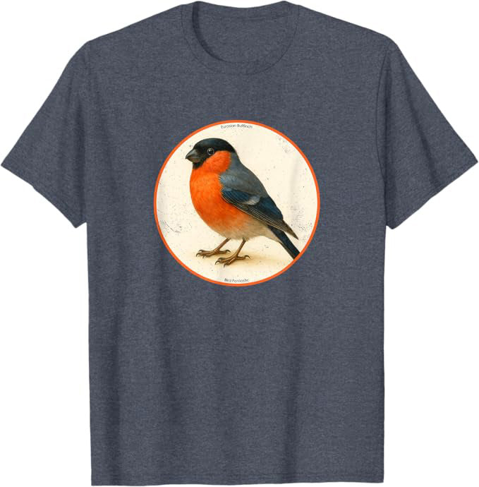 Eurasian Bullfinch T-Shirt Retro Design by Bird.fan | Birding Graphic Tee