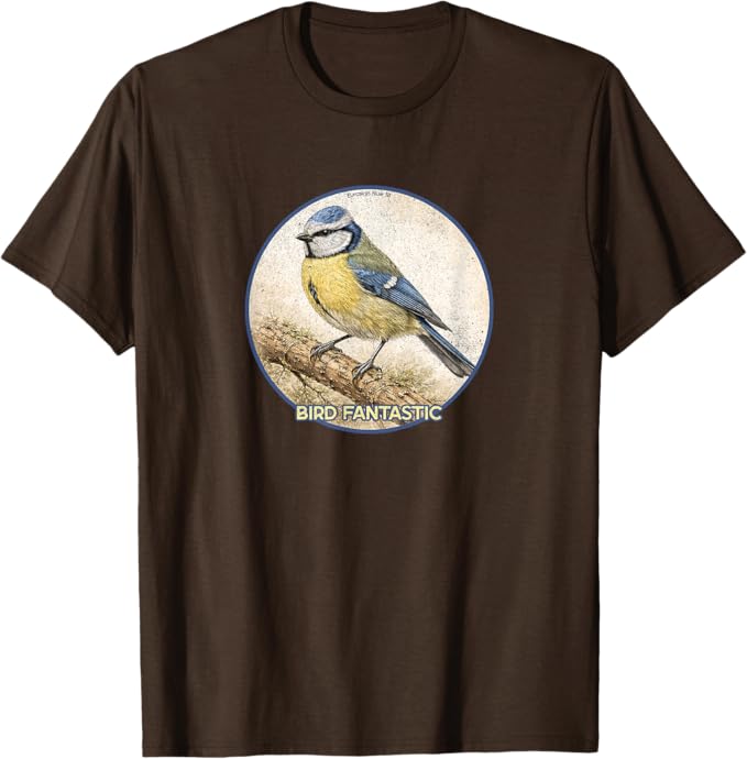 Retro Eurasian Blue Tit T-Shirt Design 10 Colors by Bird Fantastic | Birding Graphic Tee
