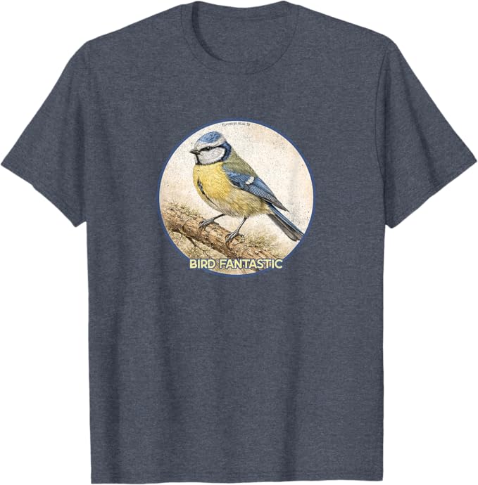 Retro Eurasian Blue Tit T-Shirt Design 10 Colors by Bird Fantastic | Birding Graphic Tee