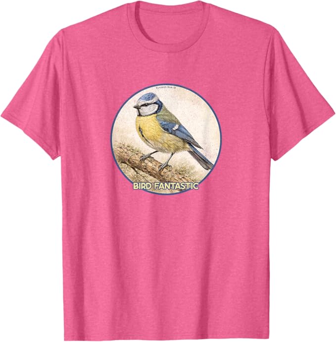 Retro Eurasian Blue Tit T-Shirt Design 10 Colors by Bird Fantastic | Birding Graphic Tee