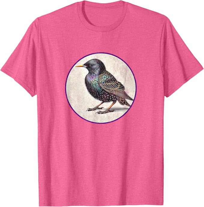 European Starling T-Shirt Retro Design by Bird.fan | Men's Birding Graphic Tee