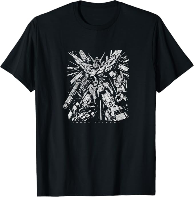 1980s Retro Anime Exploded Mecha Distressed Robot Design T-Shirt | Graphic Tee