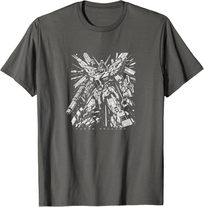 1980s Retro Anime Exploded Mecha Distressed Robot Design T-Shirt | Graphic Tee