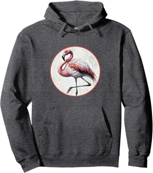 Flamingo Retro Bird Design Unisex Pullover Hoodie by Bird.fan