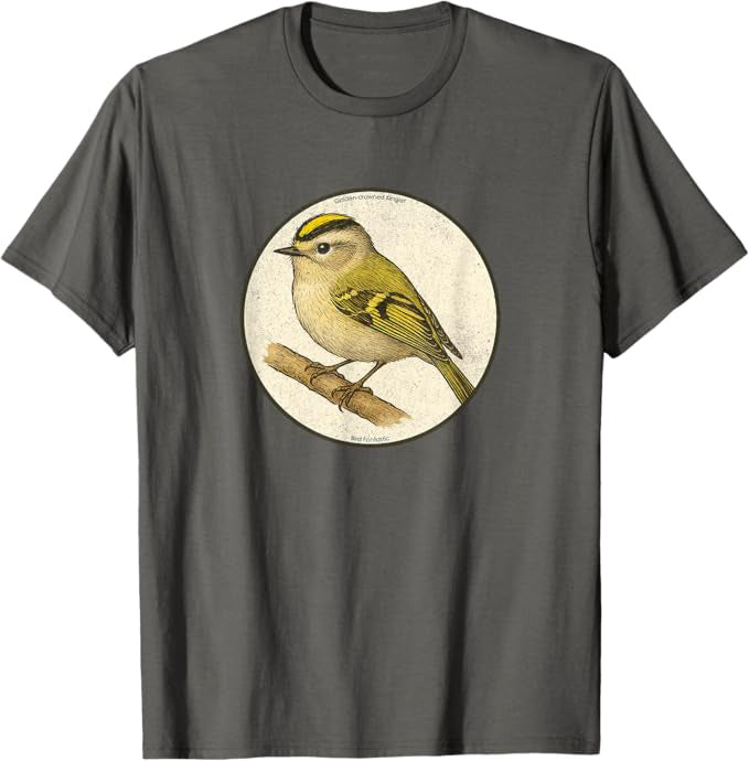 Retro Golden-Crowned Kinglet T-Shirt Design 10 Colors by Bird Fantastic | Birding Graphic Tee