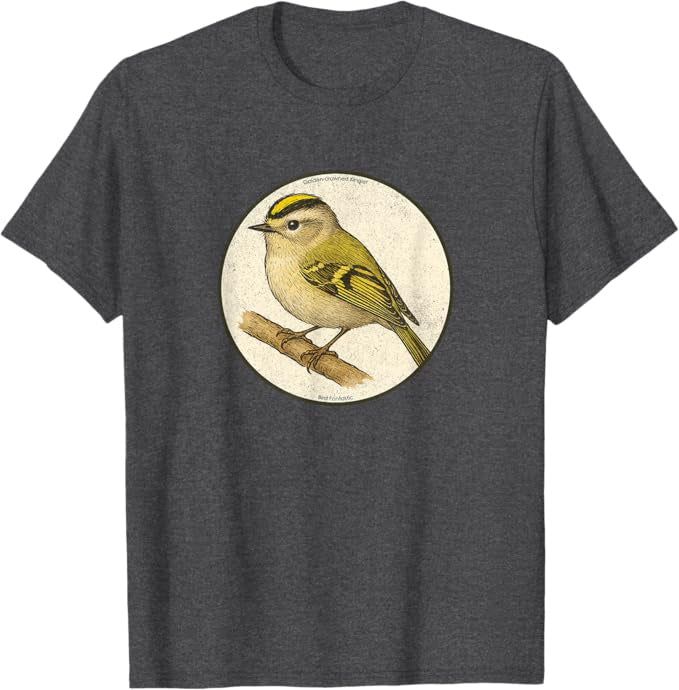 Retro Golden-Crowned Kinglet T-Shirt Design 10 Colors by Bird Fantastic | Birding Graphic Tee